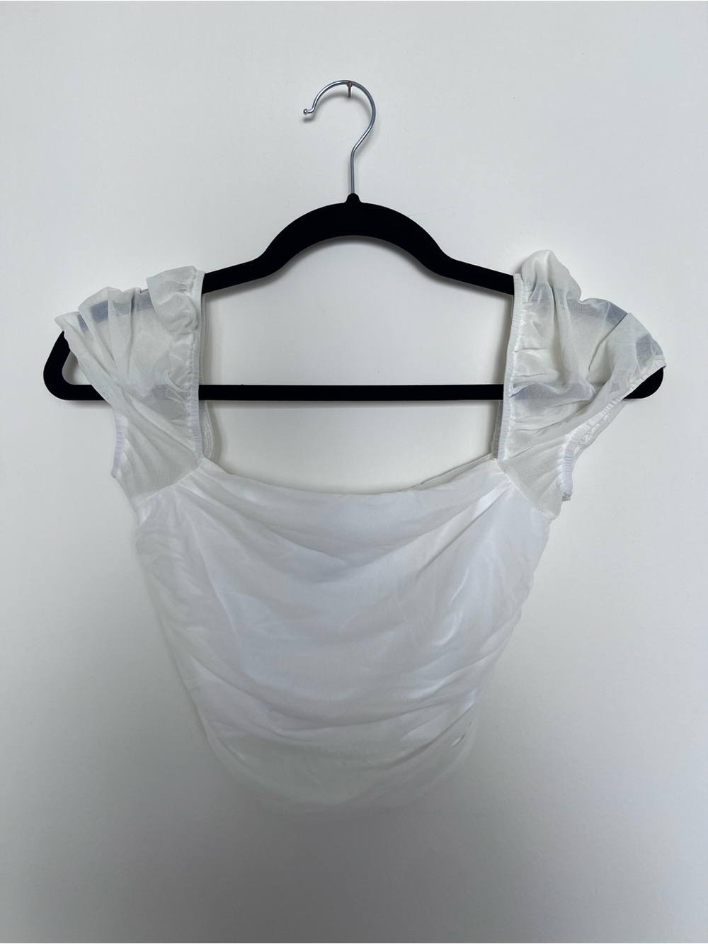 Princess Polly City Lights White Sheer Crop Blouse
